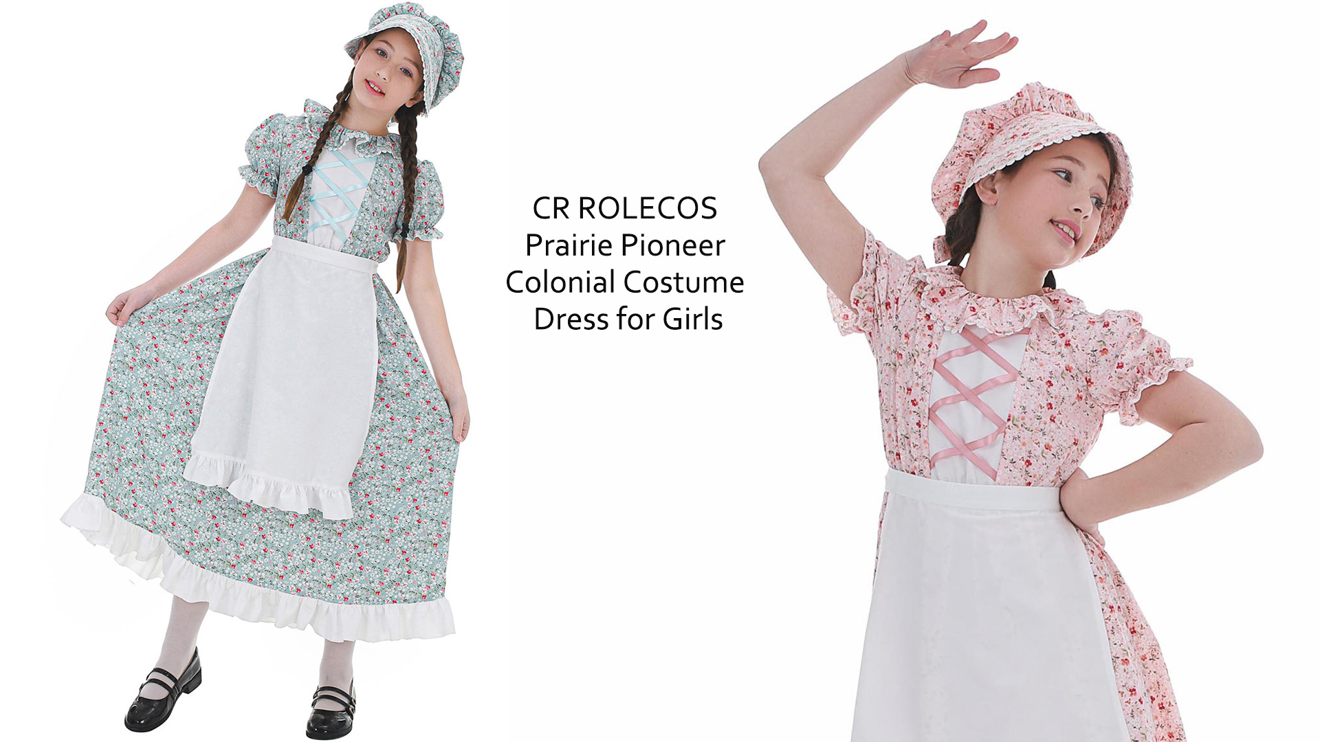 Vestido de pionera colonial para niñas miniatura 7