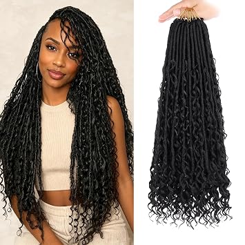 ZRQ 18 Inch Boho Goddess Faux Locs Crochet Hair 9 Packs #1B
