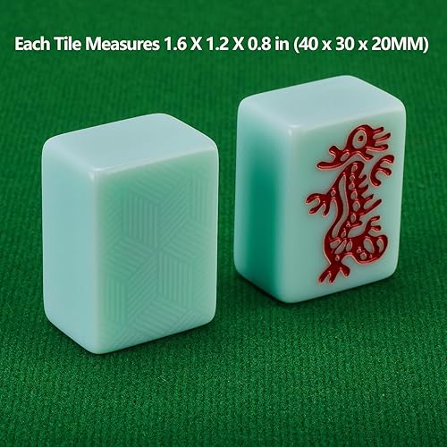 Miniatura 3 de YANMEIYA American Mahjong Set 166 Premium Jade Green Mahjong Azulejos grandes Mahjong Set 1.6 pulgadas American Mahjong Set Set