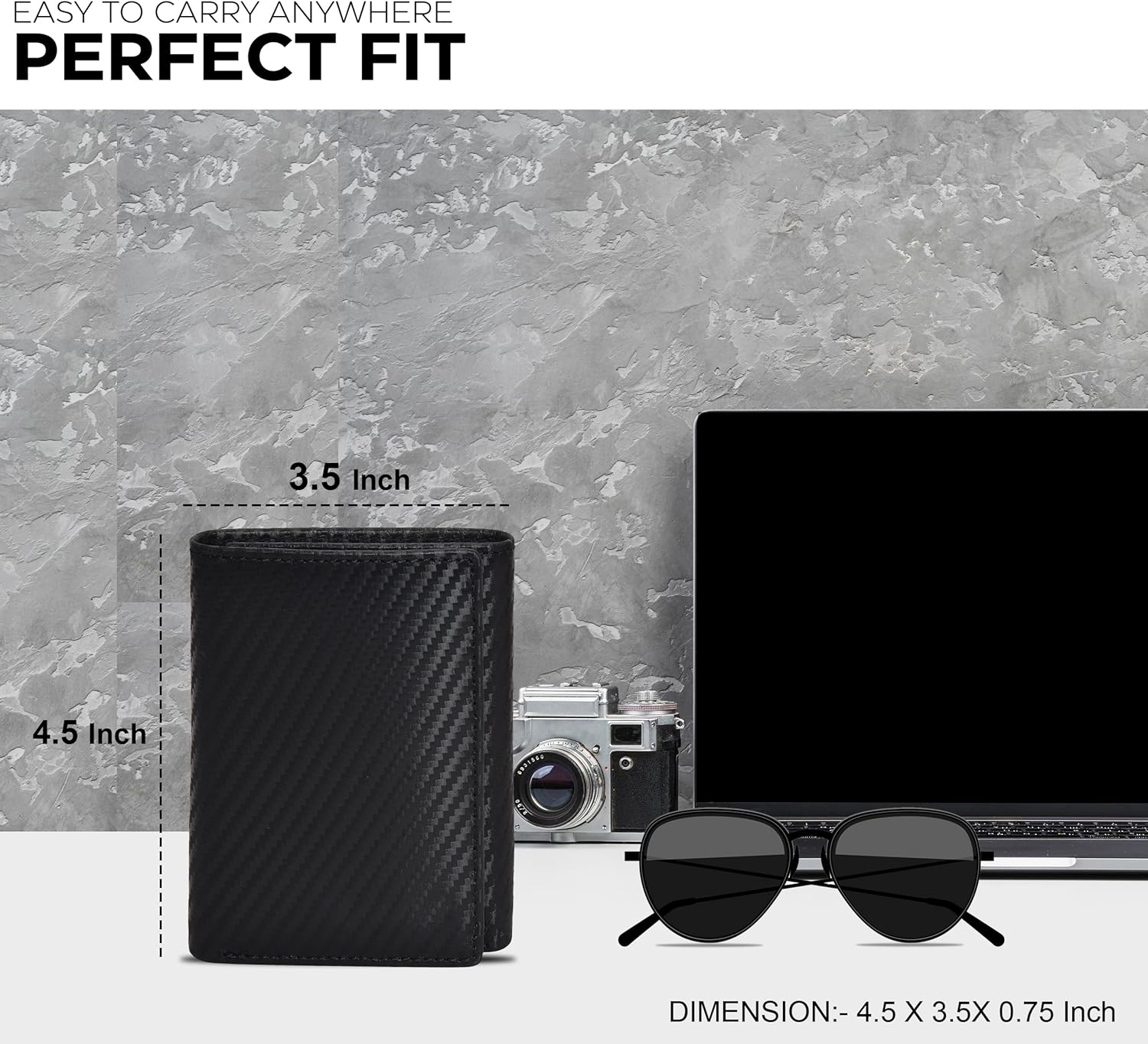 Minimalist Tri Fold Wallets For Men | Black Leather | Multiple Credit Card Slots | RFID Blocking | Stylish Design - Image 3