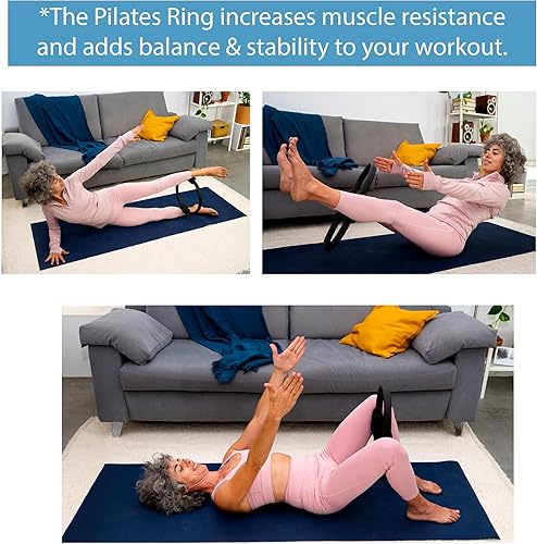 Miniatura 9 de El equipo de ejercicio de anillo de pilates añade variedad y fuerza a tu entrenamiento de pilates en casa. El equipo de fitness incluye guía de