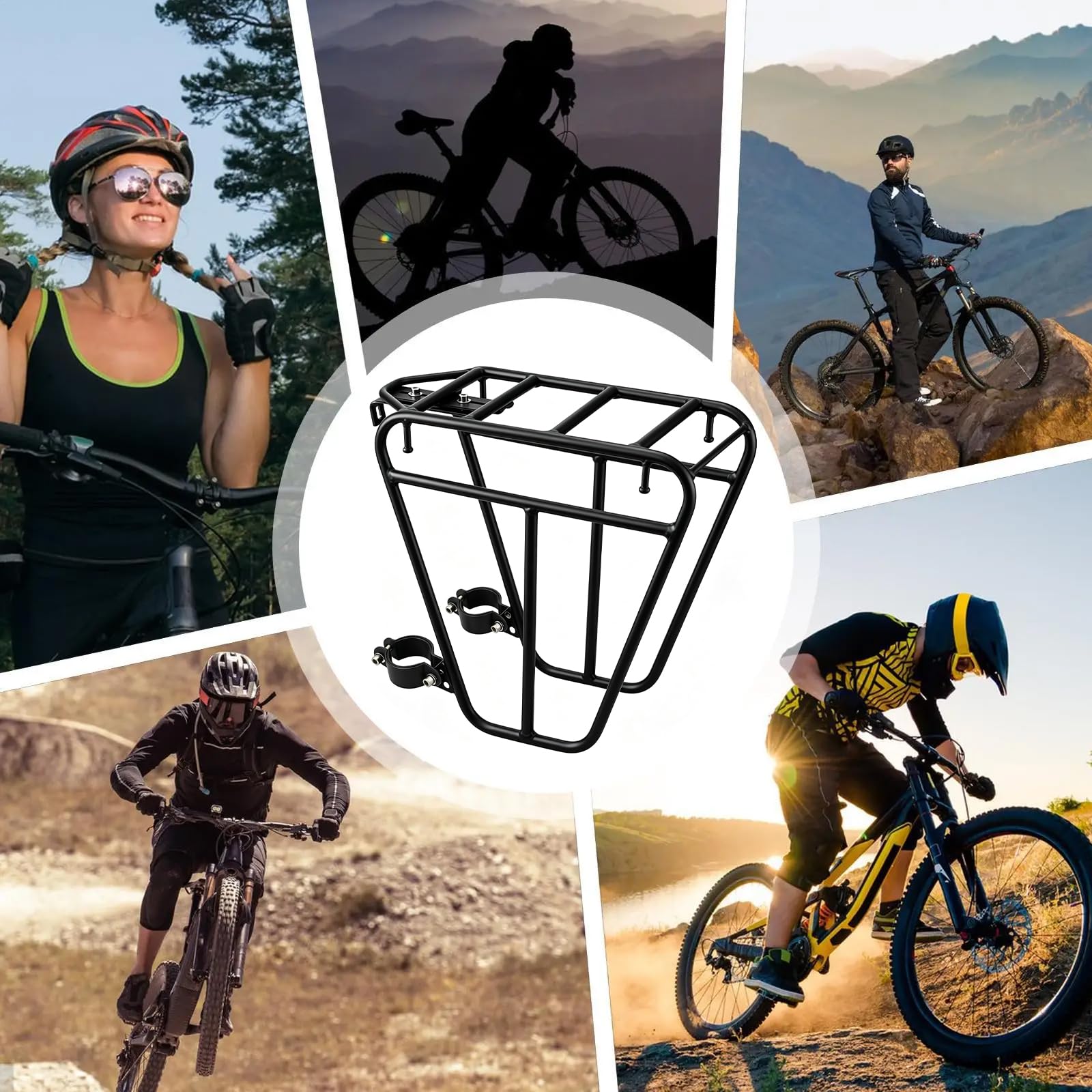 Porte-bagages de vélo, porte-bagages avant et avant pour les randonnées, capacité de charge de 20 kg, porte-bagages avant de vélo pour les trajets sur route
