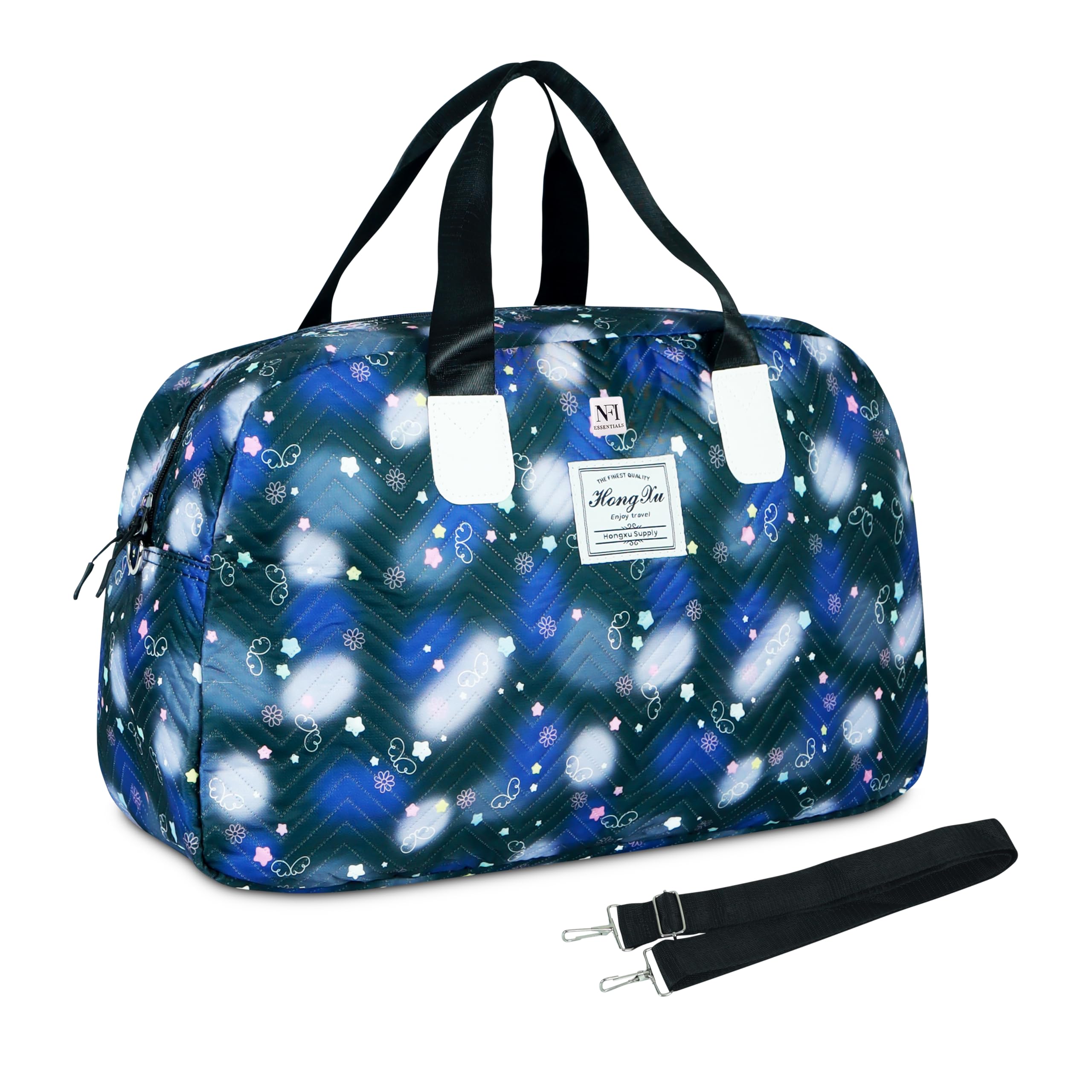 nfi essentials NFI esssential PU Printed Cabin Travel Duffel Bag for Men and Women Large Weekender Travelling Bags, Stylish Hand Adjustable Shoulder Strap Overnight Stays-picture-36