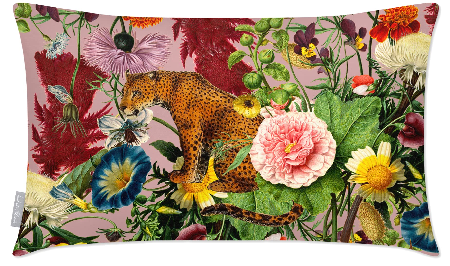 Izabela Peters Outdoor Cushions Waterproof, 50 x 30 cm, Filled Outdoor Cushion, Junglescape - Rosewater, Garden Furniture Cushions, Outdoor Seat Cushions, Garden Chair Cushions