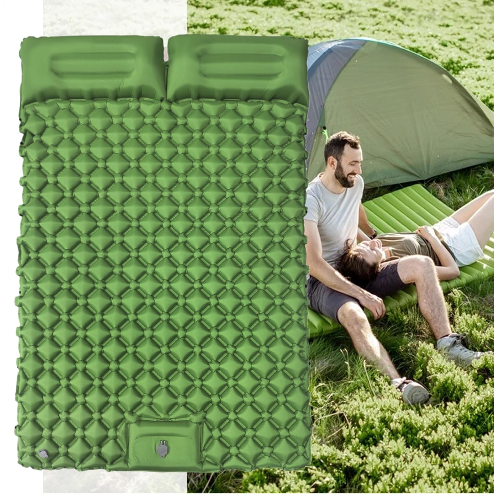 Materac Do Spania Na Camping Podwójna Mata Do Spania Z Wbudowaną Pompą | Sprzęt Turystyczny Na Wędrówki Podróże Kemping I Aktywności Na Zewnątrz