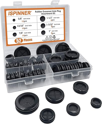 Miniatura 4 de ISPINNER 52 ojales de goma de 6 tamaños, tapón de agujero de goma redondo de doble cara, orificio de taladro de 58 pulgadas, 1316 pulgadas, 78