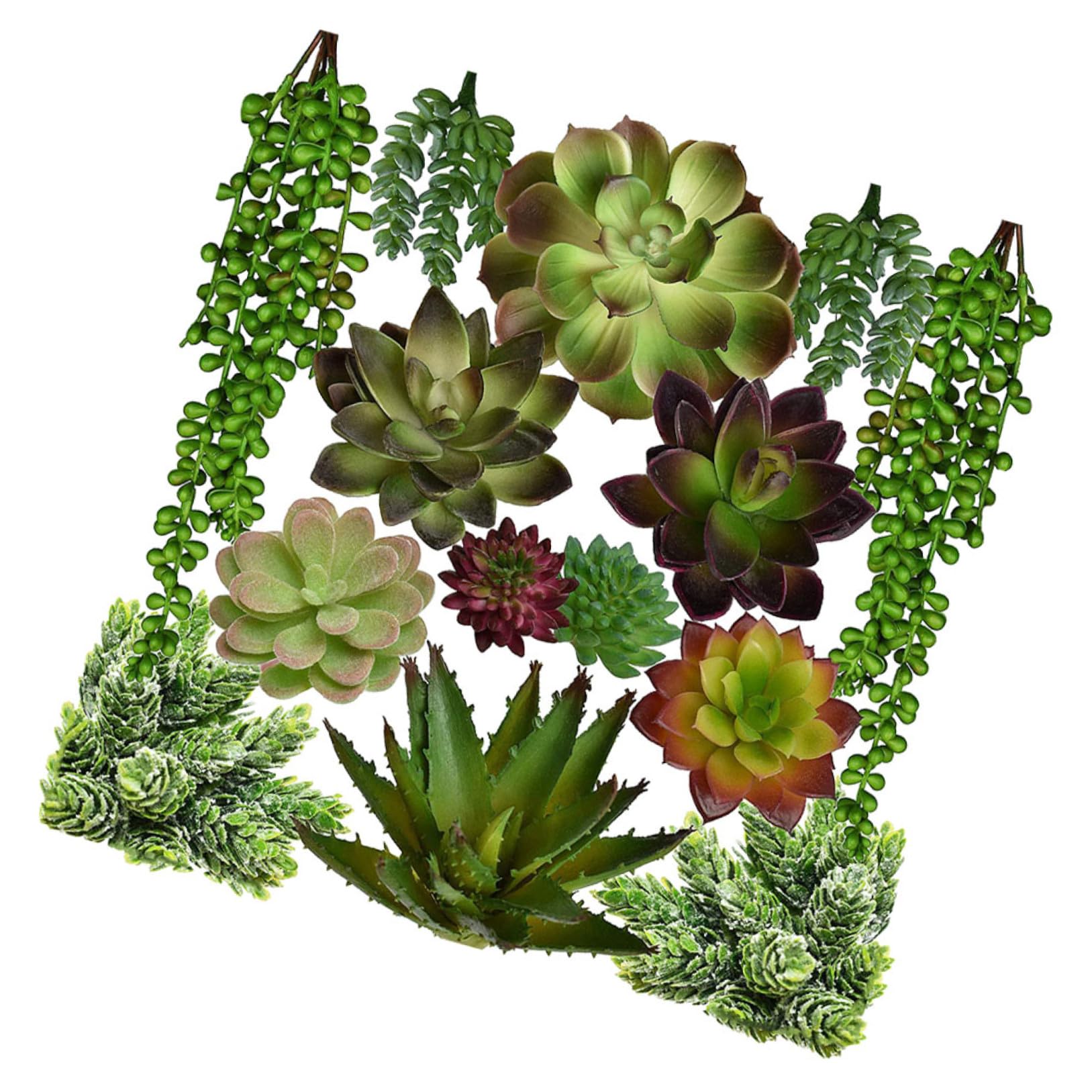 Cabilock 14 Pièces Lot de Plantes Grasses Artificielles Pot Vert Décoratives pour Intérieur Et Extérieur Créatives