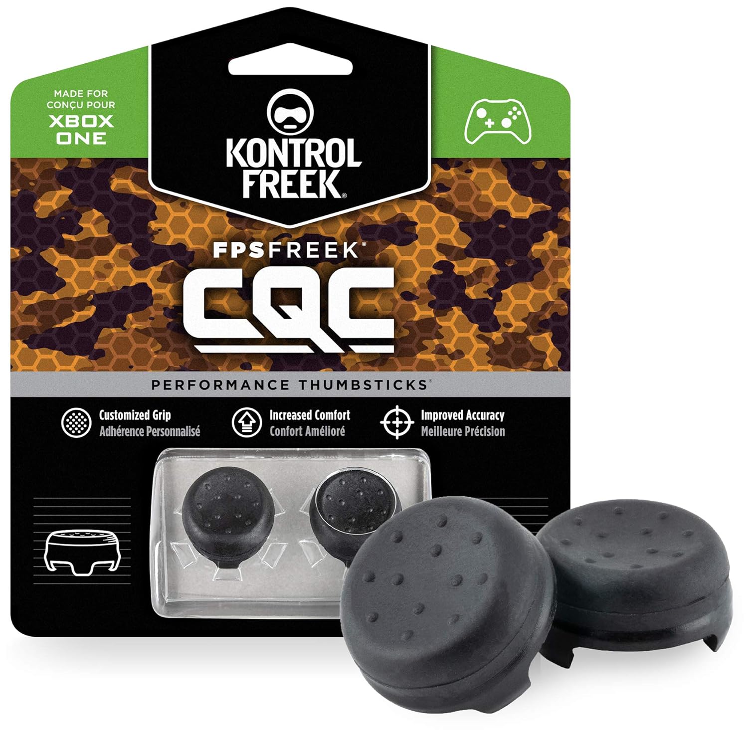 KontrolFreek FPS Freek CQC for Xbox One Controller | Performance Thumbsticks | 2 Mid-Rise Concave | Black