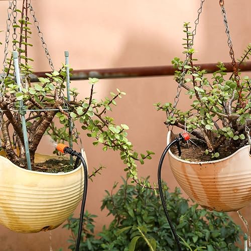 Miniatura 5 de EAGLE PEAK Kits de riego automático por goteo de 131 pies, manguera de distribución de 14 de pulgada, boquilla ajustable para césped, invernadero,