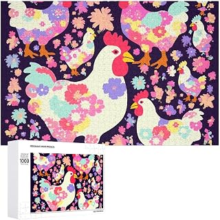 Flower Heart Chicken Puzzle for Women Men Jigsaw Puzzles for Adults 1000 PCS Challenging Puzzle for Family Wedding Gift