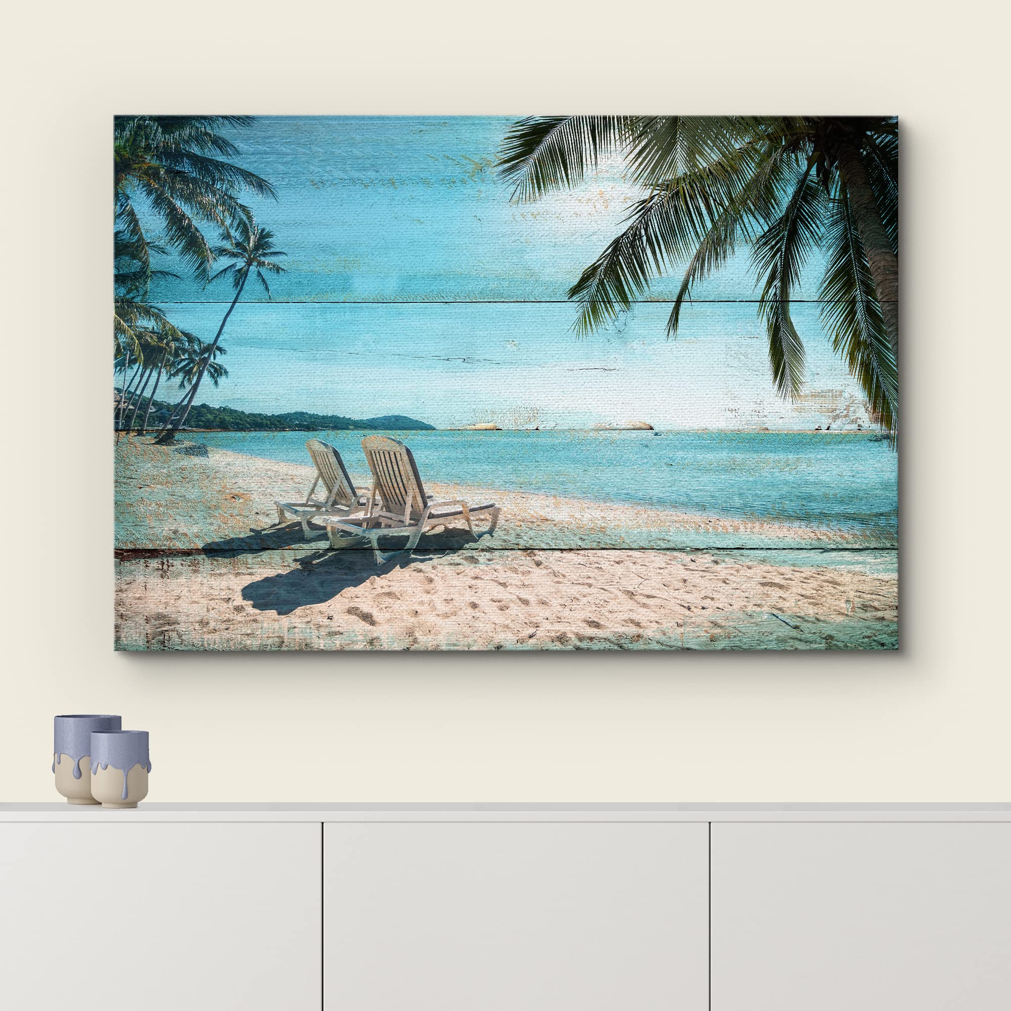 Amazon.com: wall26 Canvas Print Wall Art Wood Panel Tropical Palm