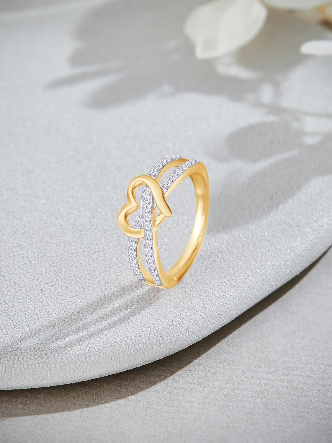 Infinity Heart Promise Ring Natural Diamond, Cubic Zirconia, Moissanite or Lab Grown Diamond Split Shank Engagement Ring for Women 10K Solid Gold Or 14K Gold Over Sterling Silver Jewelry Gift for Her - Image 5