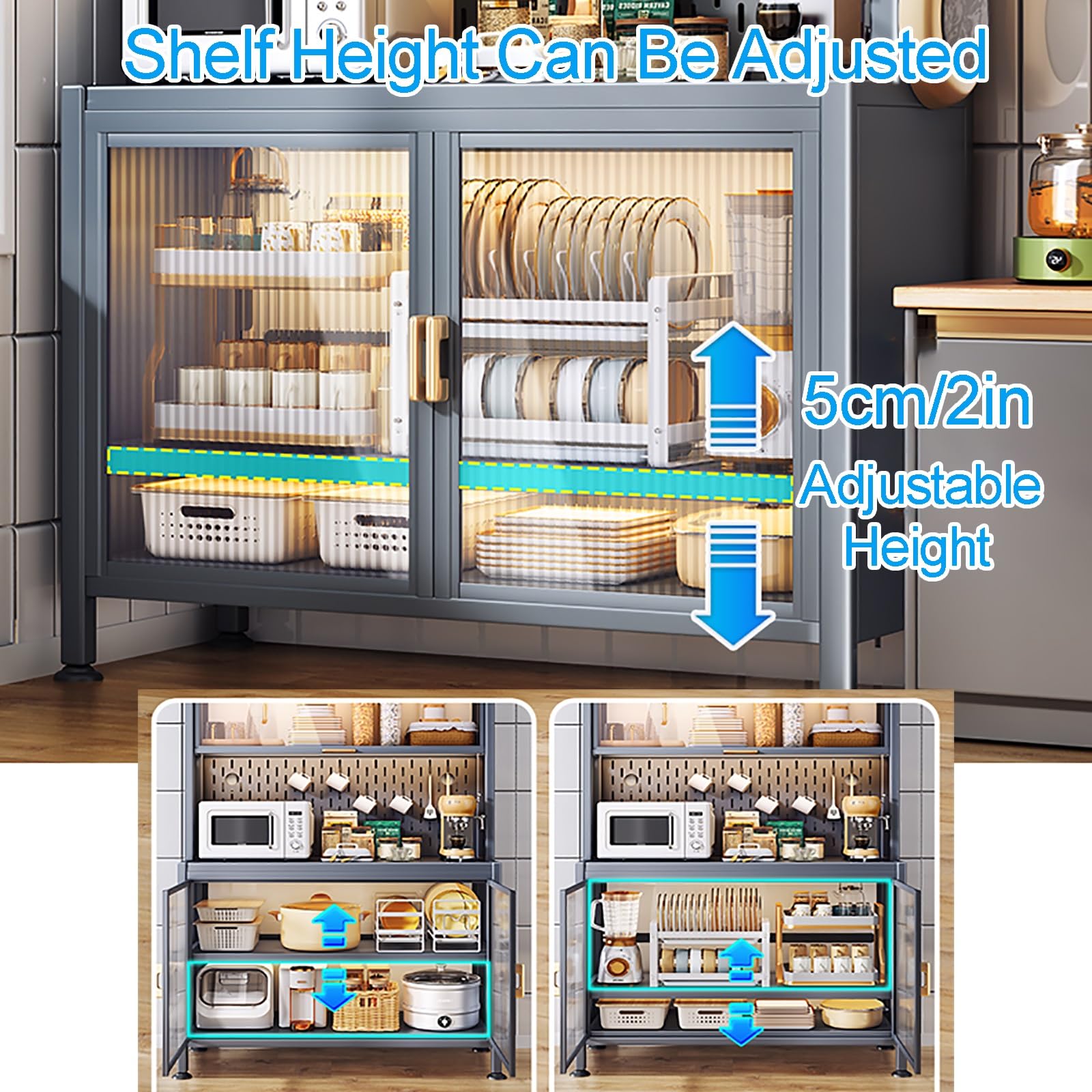 Amazon.co.jp: キッチンラック、キッチンキャビネット収納、電源