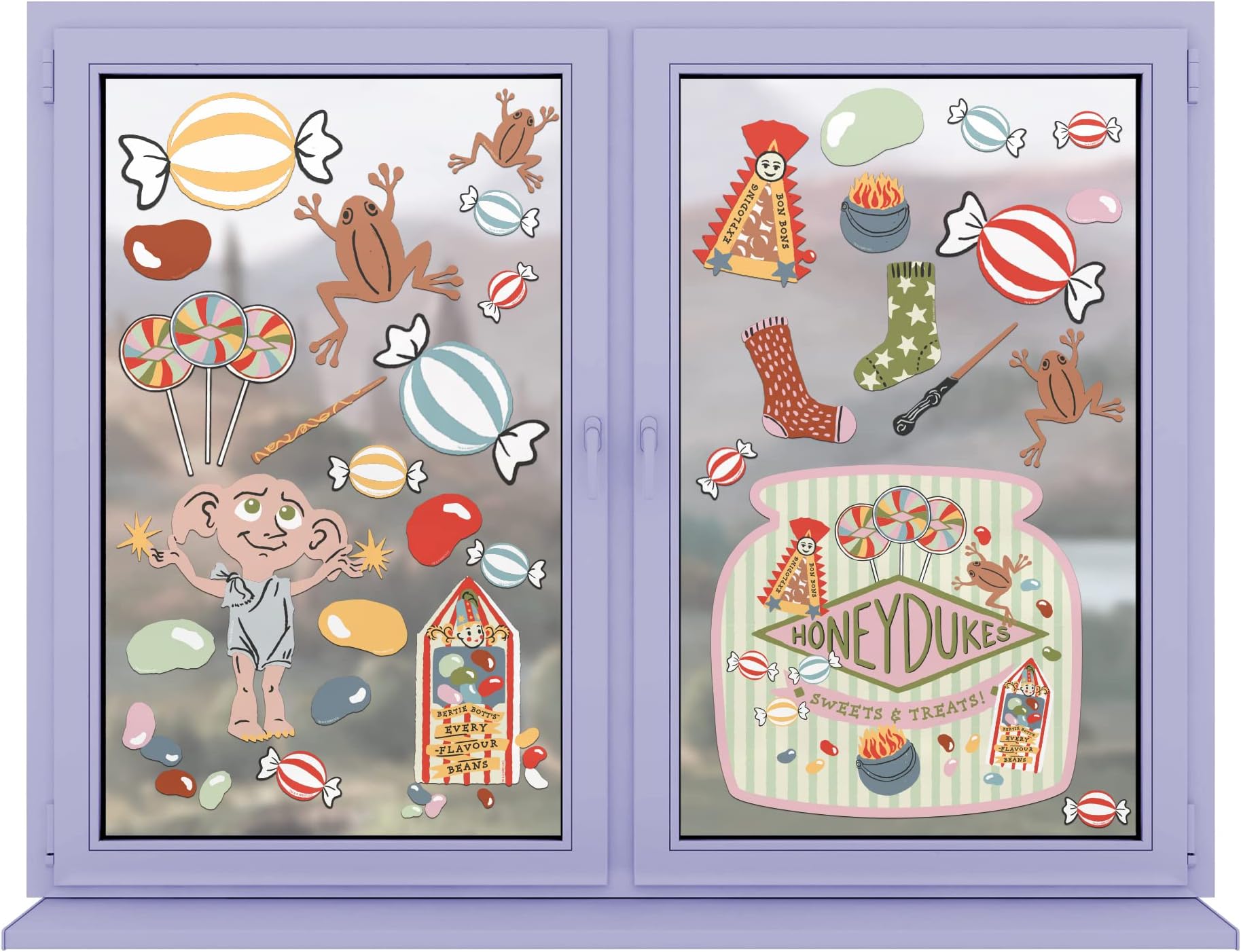 Conquest Journals Harry Potter Honeydukes Window Clings, Over 40 Individual Window Clings Celebrating Honeydukes, Reusable, No Residue