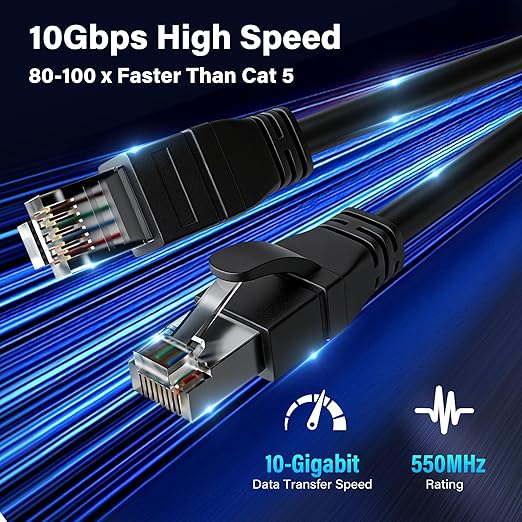 Cable de Red FTP Cat 6 Exterior 35 ft 10Gbps 550MHz OFC Cobre Puro Negro miniatura 5
