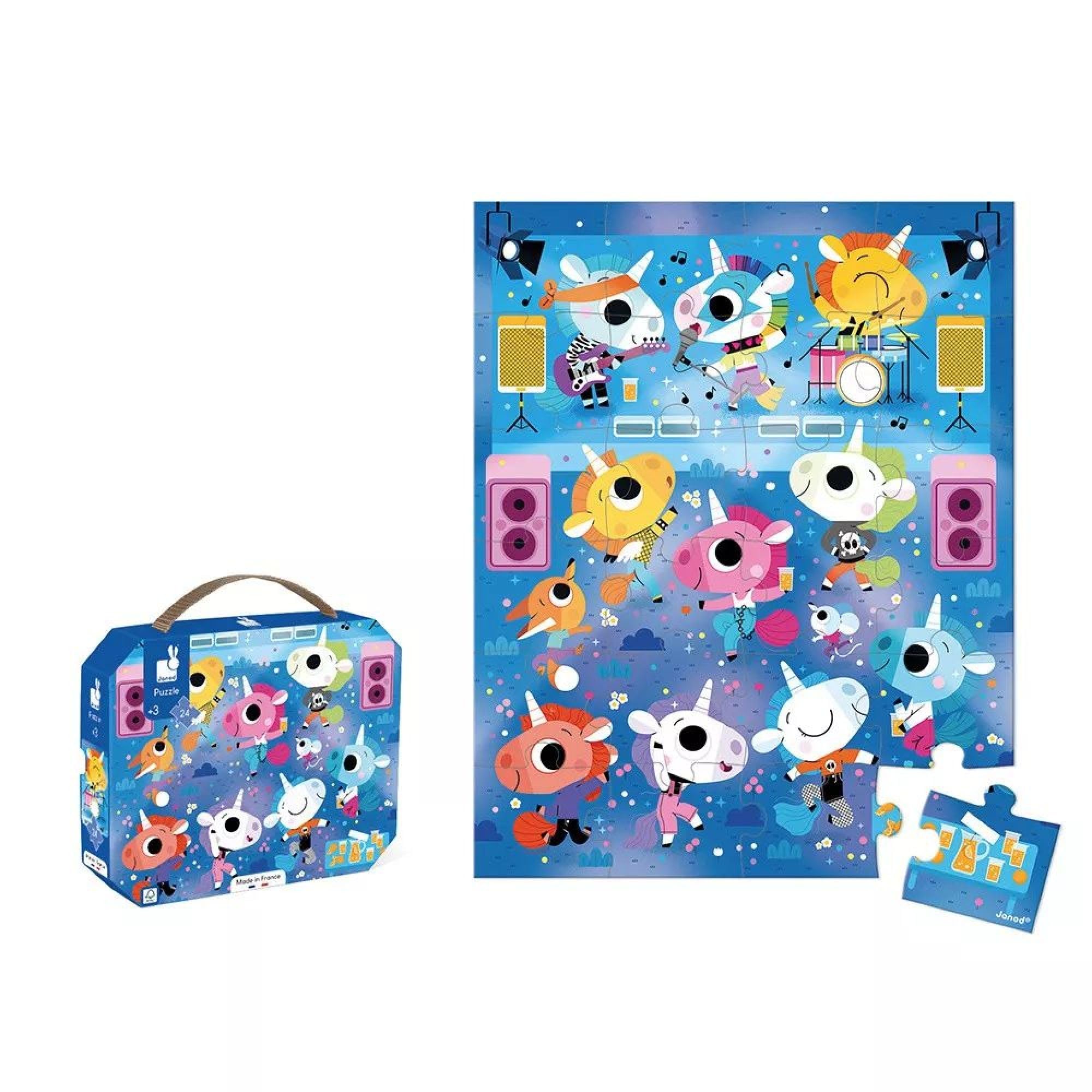 Janod - Puzzle Bambini 24 Pezzi, Fattoria - Gioco Educativo Abilità Motorie e Concentrazione - Valigetta con Manico - Prodotto in Francia - Certificazione FSC - Da 3 Anni in Su, J02645
