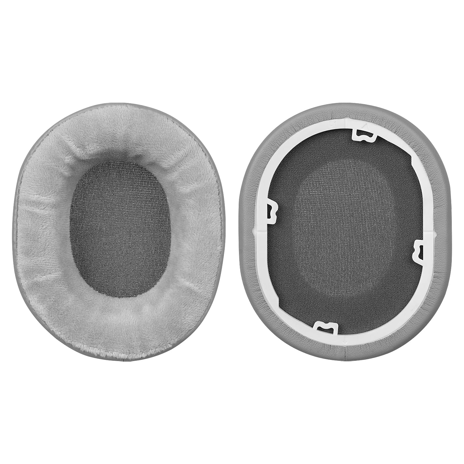 Geekria Comfort Hybrid Velour Replacement Ear Pads for Corsair HS55, HS65 Headphones Ear Cushions, Repair Parts (Grey) - Image 3