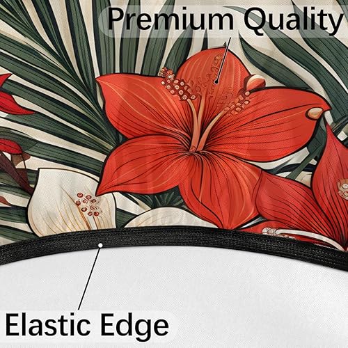 Miniatura 4 de Mantel redondo para exteriores con agujero para paraguas, funda para mesa de patio con flores coloridas, impermeable, para fiestas y pícnics, apto