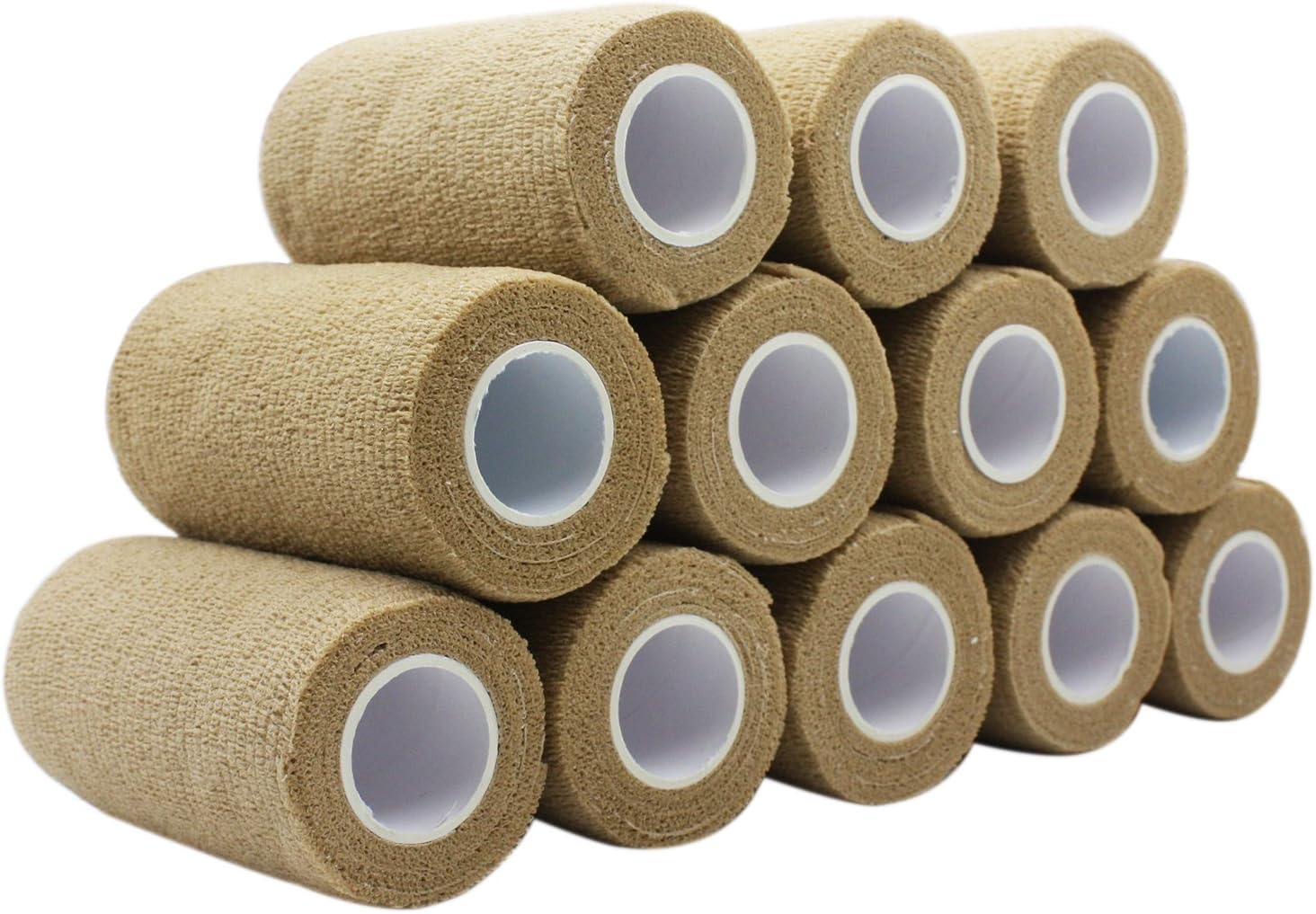 4 inch x 12 Pack Vet Wrap Adhesive Bandages - 5 Yards Self Adherent Cohesive Wrap Bandages Self Adhesive Non Woven Bandage Sports Medical Wrap Athletic Wrap for Ankle, Wrist, Sprains Skin Skin 12Rolls