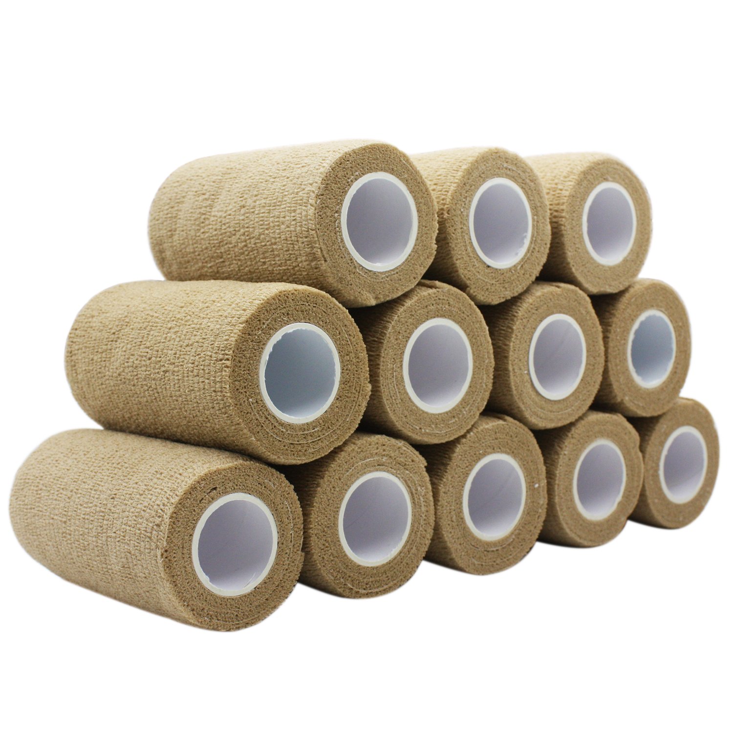 STpro Crepe Bandage 10cm x 12 Rolls Skin Elastic Bandage Cohesive Bandages Waterproof Bandage Vet Wrap Support Bandage Cohesive Support Bandage Vets Tape Self Adhesive Bandage