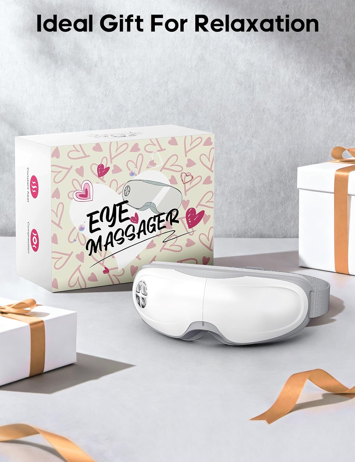 Lupow Eye Massager with Heat, Gift for Women & Men, Eye Mask with Music & White Noise for Migraine, Dry Eyes & Migraines Relief - Birthday, Christmas Gifts for Mom/Dad, Her/Him