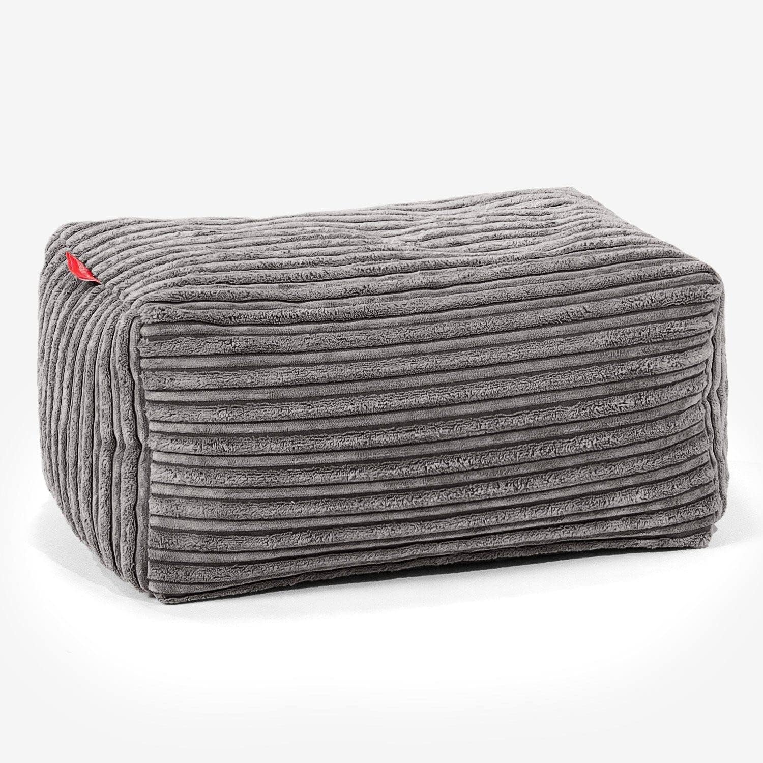 Lounge PugCORD - Bean Bag Footstool - Small - Graphite Grey - (Size 20cm H x 35cm D x 45cm Wide)