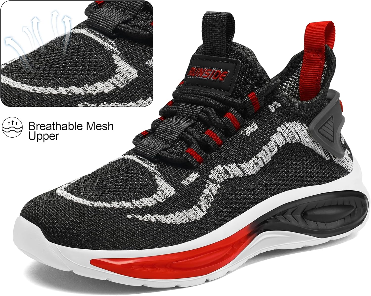 RUNSIDE Boys Girls Sneakers, Lace up Kids Tennis Shoes for Walking/Running Lightweight Breathable Gym Shoes Outdoor, Little Kid/Big Kid - Image 6