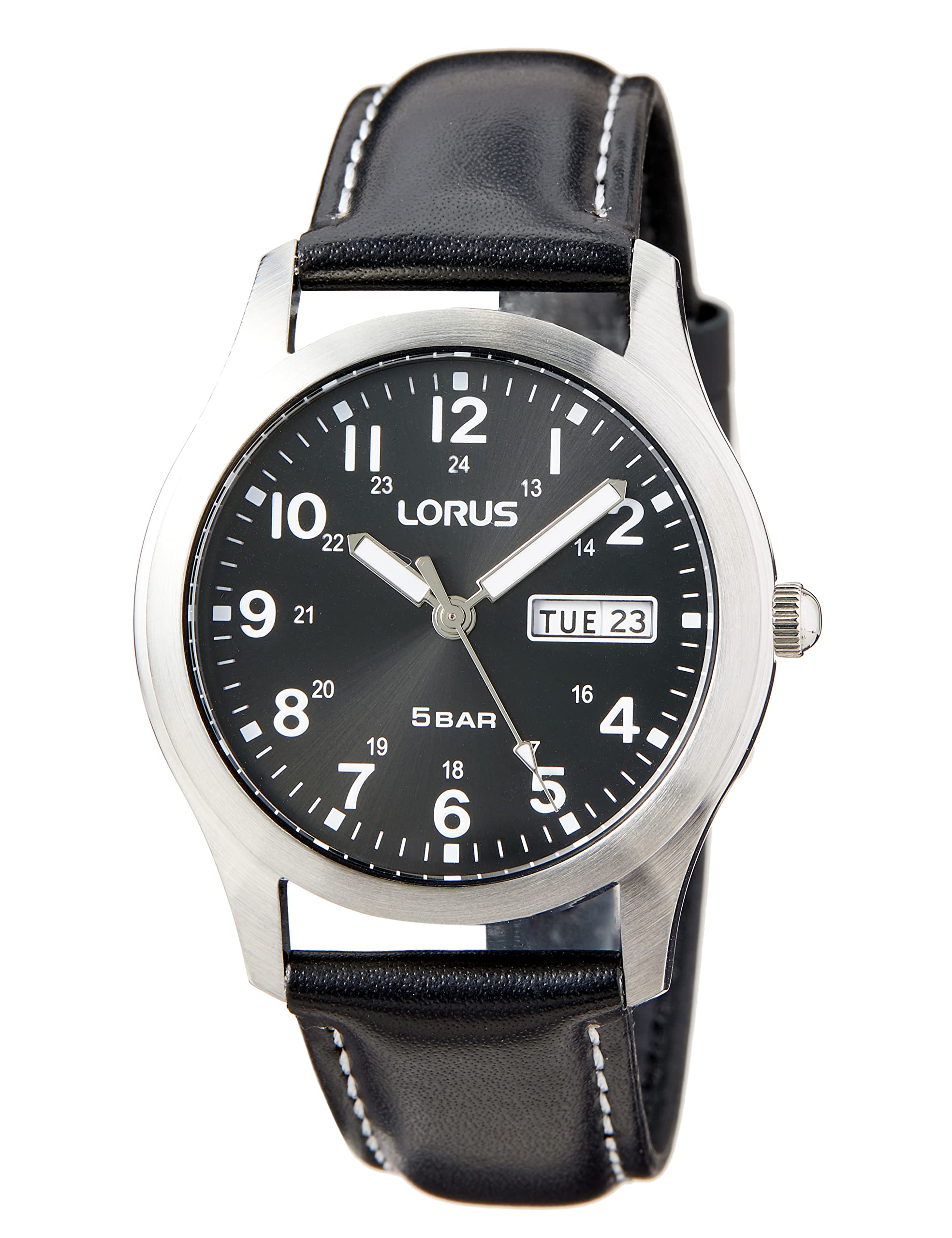 Lorus Gents Black Dial Strap Watch RXN79DX9 RRP £59.99