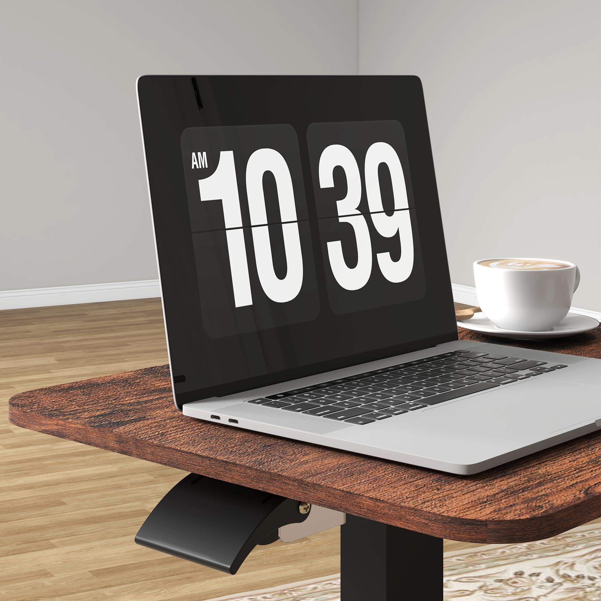 Vinsetto Stehpult Höhenverstellbar Computertisch 65 x 48 cm Mobiler Laptoptisch, Steh-Sitz Schreibtisch mit Handkurbel 68-108 cm Rustikal-Braun
