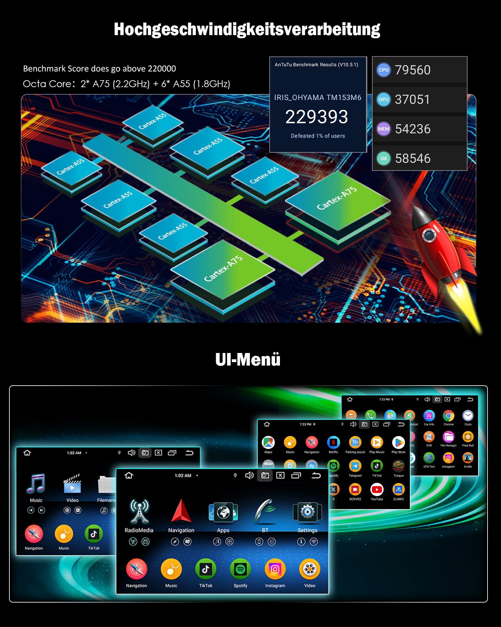 Erisin 8 Kern 4GB+64GB Android 16 Autoradio mit Bluetooth 5.0 Für VW Caddy Amarok Polo Crafter T6 Skoda Yeti GPS Navigation Unterstützt Drahtloses CarPlay Android Auto WiFi 4G USB DSP DAB+ FM Radar CD