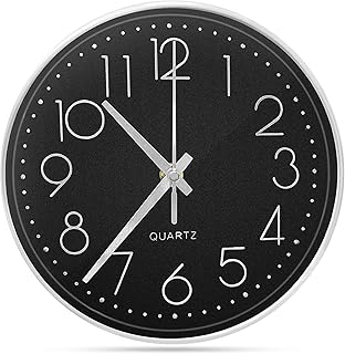 Xpieoyrm 20cm Reloj de Pared, 8 Pulgadas Moderno Reloj de Pared de Cuarzo con segundero, Silencioso Plateado Reloj Cocina ...