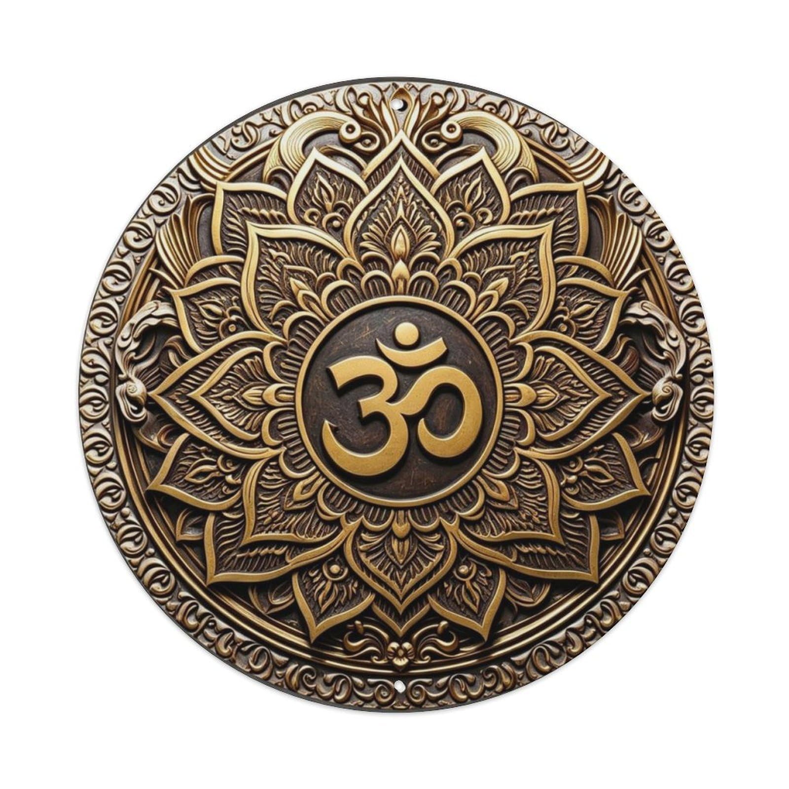 Sacred Mandala Om 3D Carved Metal Tin Sign Plaque