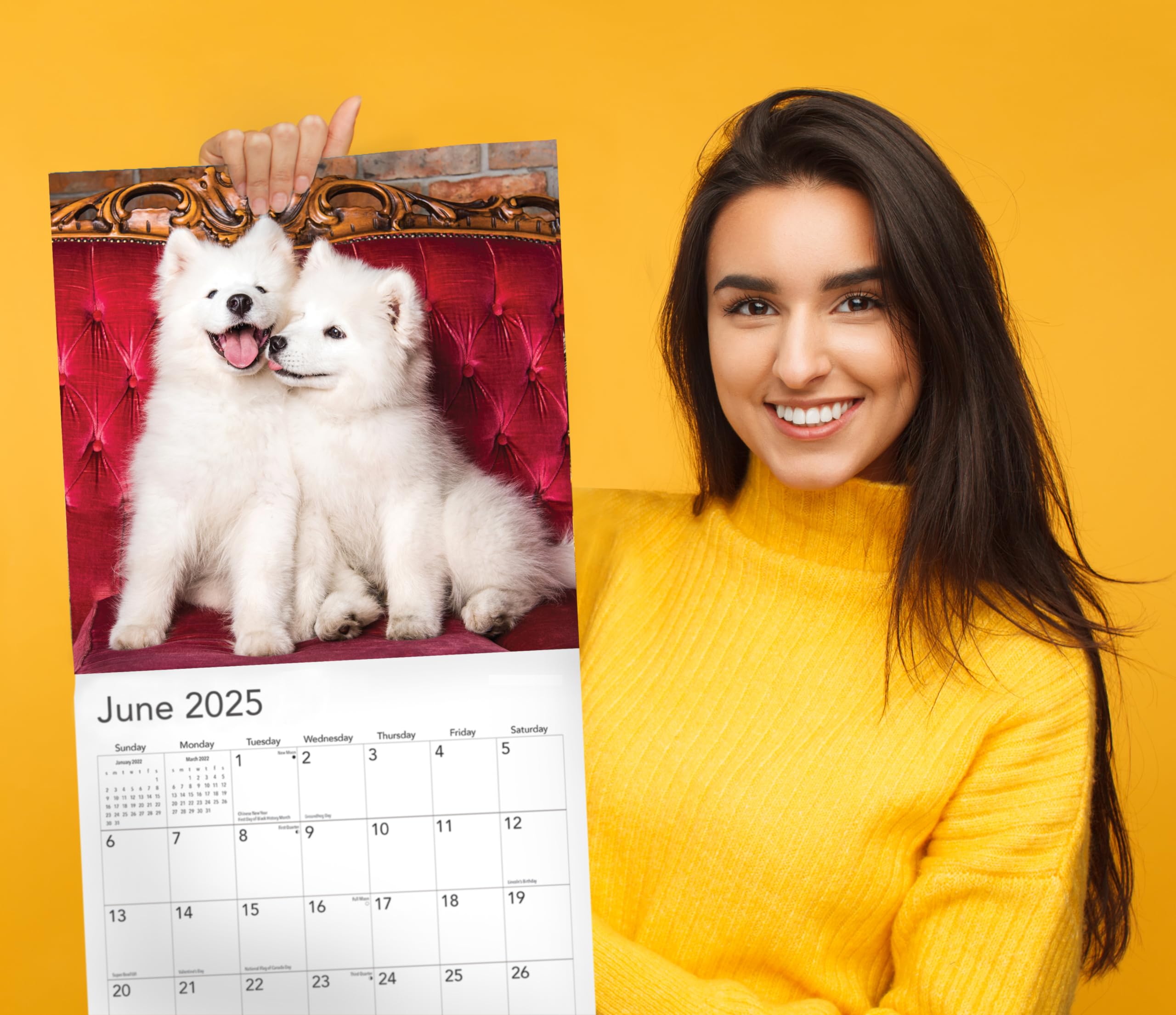 Calendrier mural 2025 à suspendre avec photo de chien mignon et amusant - Grande page complète - 16 mois - Pour organiser et planifier un cadeau pour elle (chiots 2025)