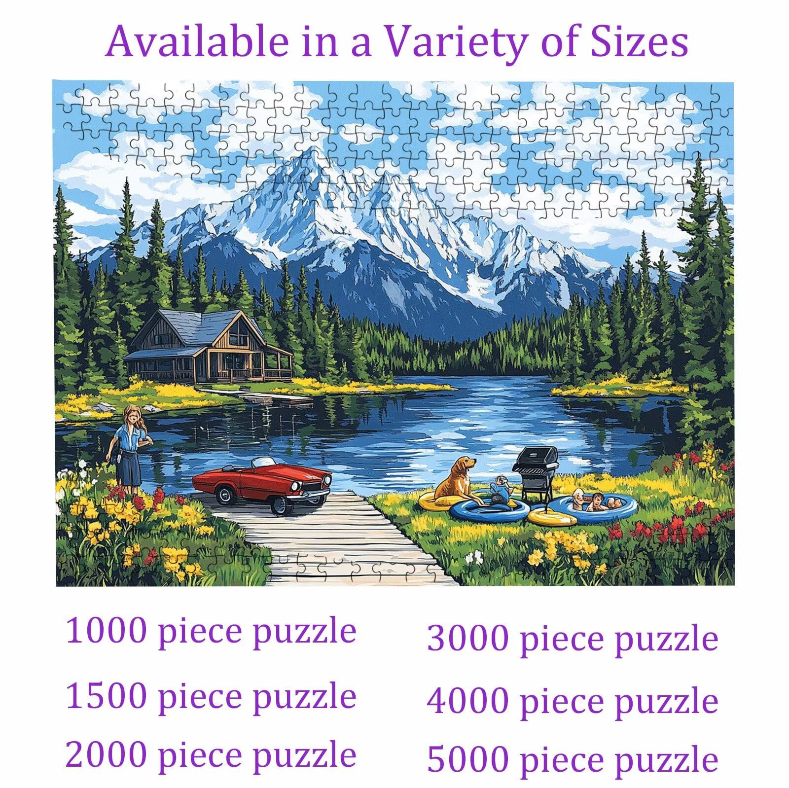 Puzzle lago paesaggio, Puzzle Adulti 3000 pezzi, Puzzles Legno con Squisita Scatola di Imballaggio, Rompicapo per Esperti con Incastro Perfetto, Stampa Alta Definizione, Regalo per Adulti W3H-904