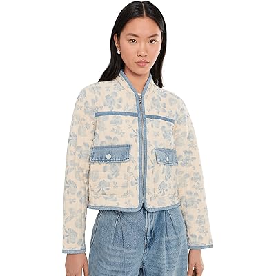 Blank NYC Love Song Floral Quilted Jacket blue/beige
