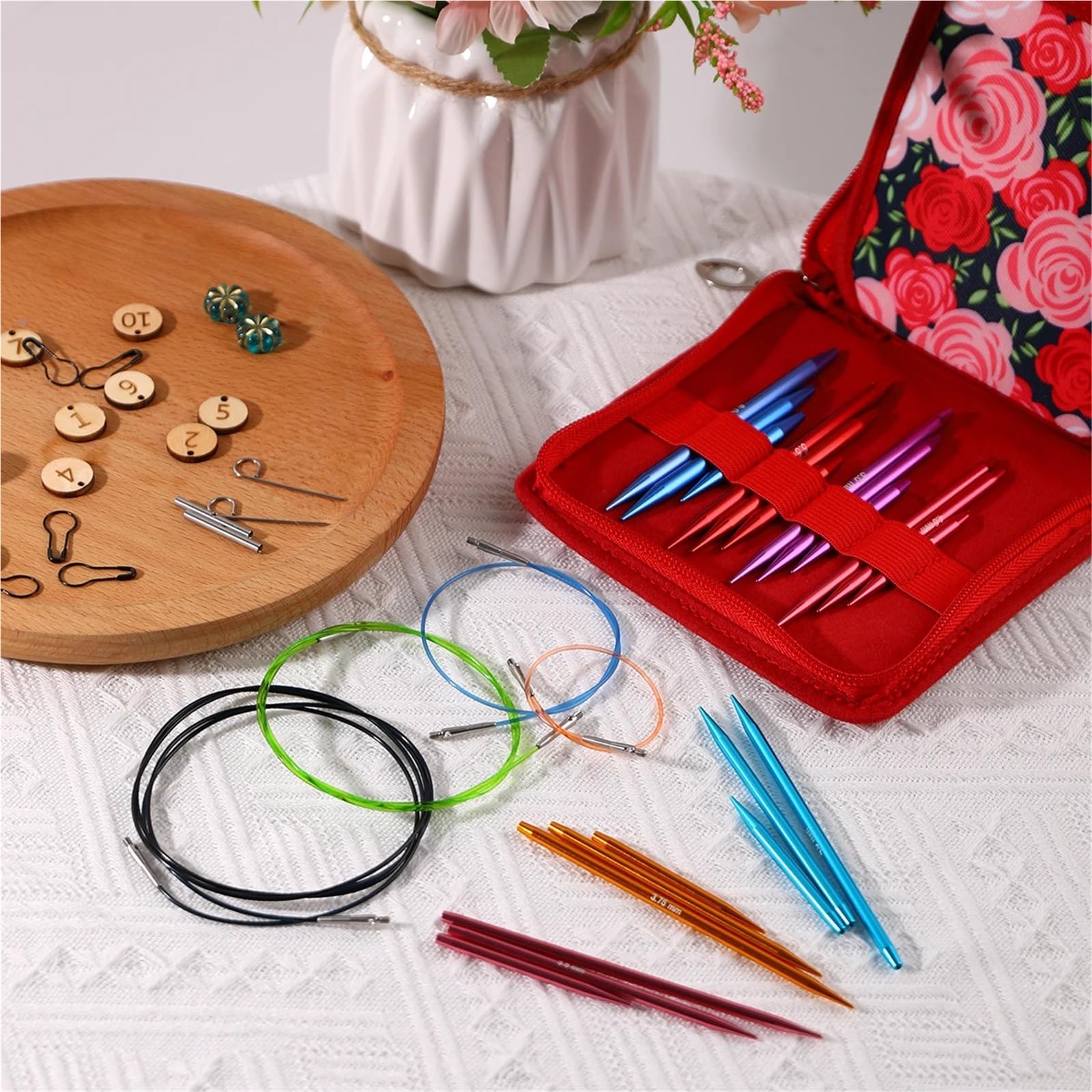 Nähset Nähen Stricken Häkelnadeln Set DIY Anfänger Haken Kits mit Aufbewahrungstasche Material Pack und Werkzeuge für zu Hause(39pcs)