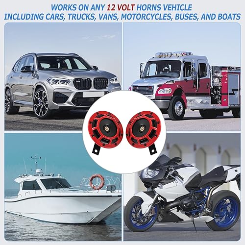 Miniatura 10 de CARMOCAR Kit eléctrico de bocina de coche de 12 V, 135 db, súper fuerte, tono alto y bajo, kit de bocina doble de metal con soporte para coches,