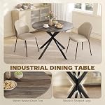 HOMCOM Round Dining Table for 4, 40" Industrial Kitchen Table with Steel Legs for Dining Room, Distressed Brown