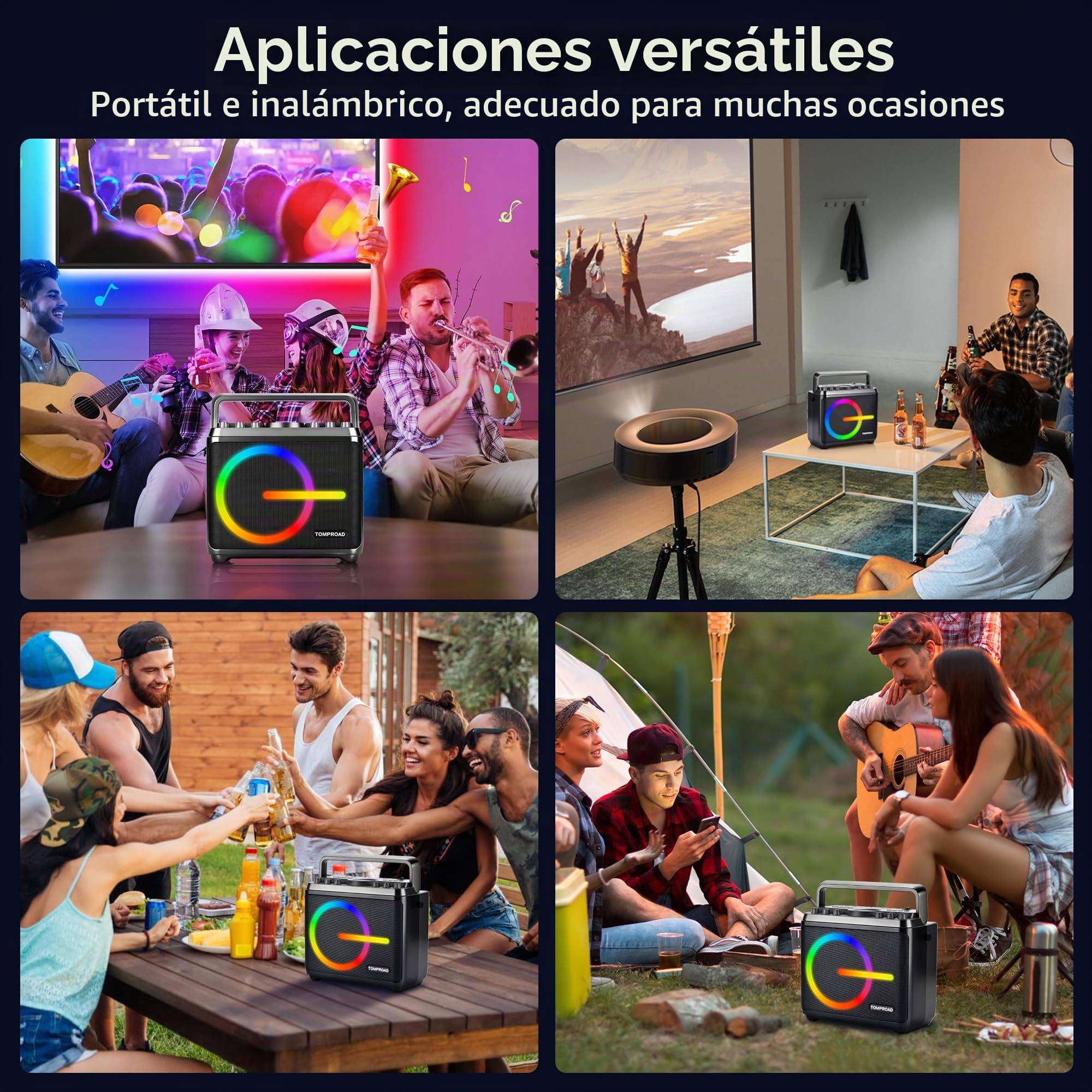 Máquina de Karaoke, Altavoz Bluetooth con 2 micrófonos inalámbricos, Sistema de megafonía portátil para Adultos y niños con Luces LED, Ajuste de Graves/Agudos,Rec para Fiestas en casa.