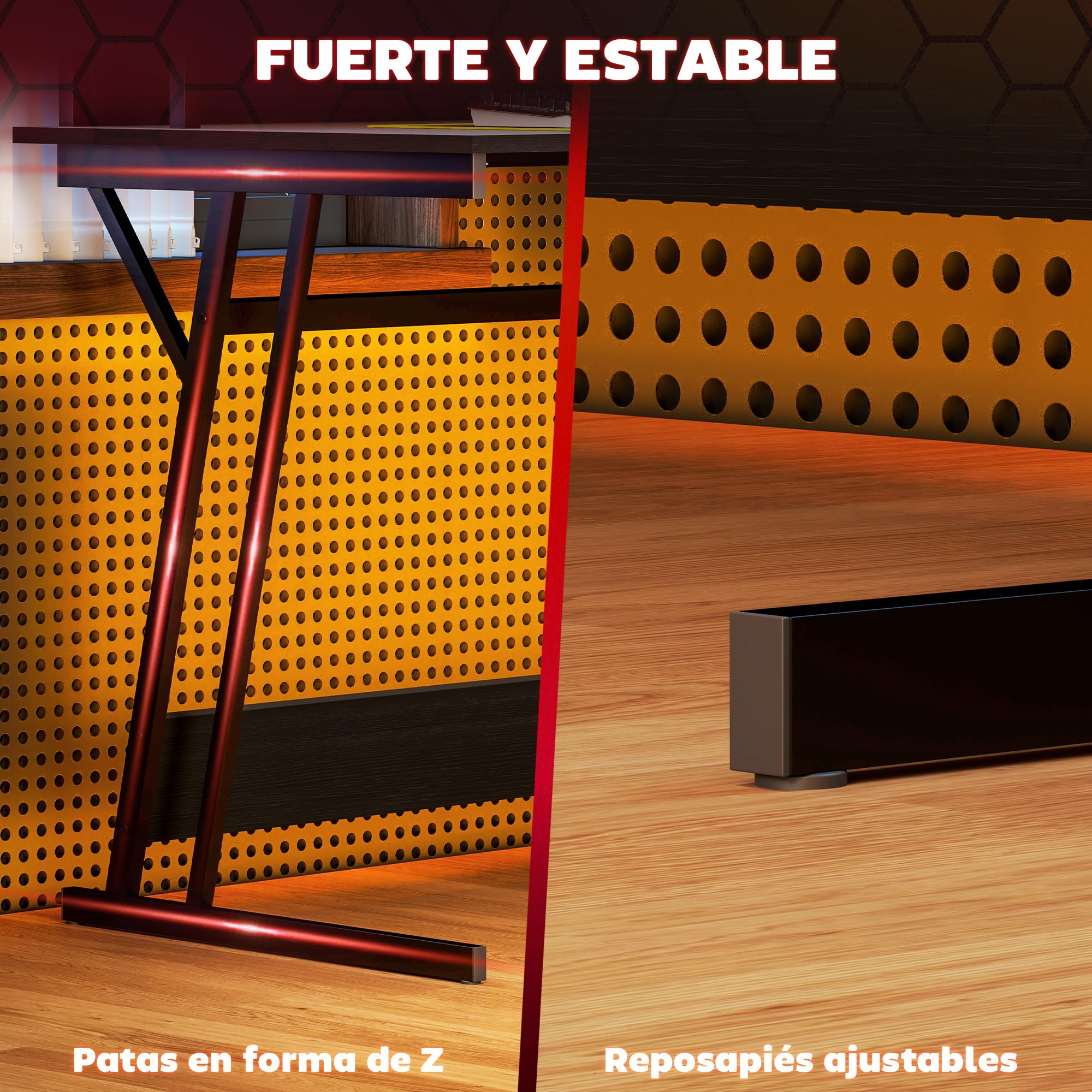 HOMCOM Mesa Gaming con Luces LED y Tomas de Corriente, 100x60 cm, Escritorio Gaming, Mesa Gamer con Soporte para Monitor, Estantes y Control Remoto, para Oficina, Estudio, Negro