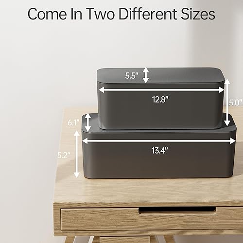 Miniatura 2 de YECAYE Paquete de 2 cajas de organización de cables con tapa de bloqueo interior, caja organizadora de cables y organizador de cables para