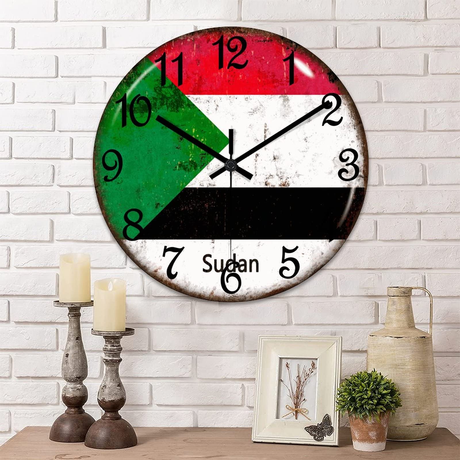 Horloge murale sans tic-tac Soudan ronde pour concentration calme