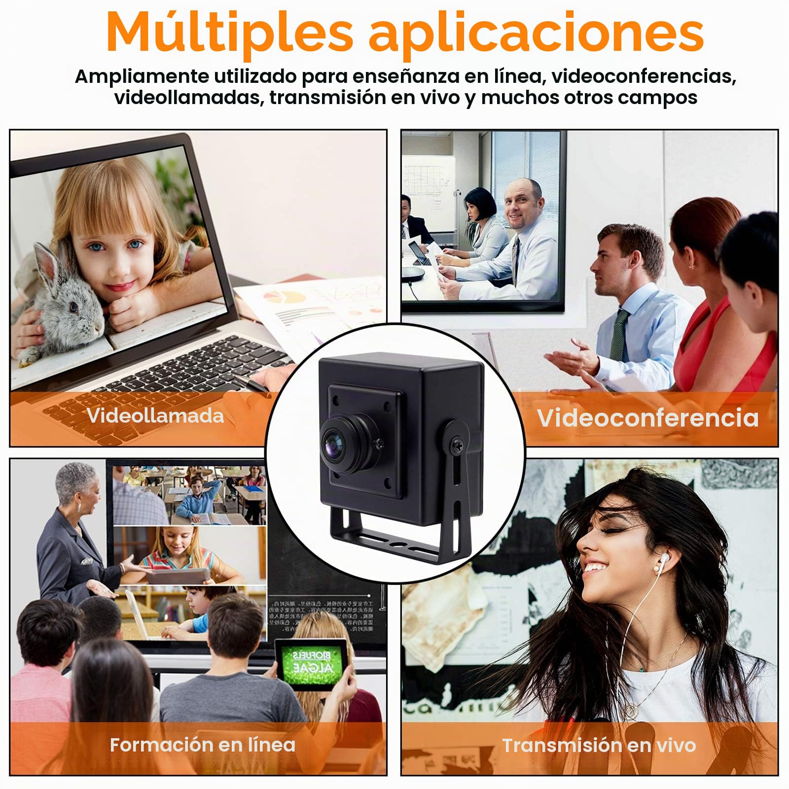 Svpro Cámara USB de 8MP ojo de pez de 180 grados ultra gran angular, cámara web de alta resolución 3264x2448 USB con carcasa de aluminio para la industria y el ordenador de PC..