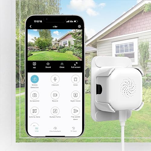 Cámara de ventana de 3 MP 2K, cámaras interiores para seguridad en el hogar con visión nocturna a todo color, detección de persona inteligente y