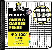 BOEN 4x100 ft Black Mesh Temporary Snow Fence - UV-Resistant Plastic Safety Netting for Gardens, Pools, Deer & Kids