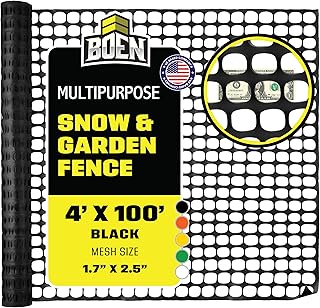 BOEN 4' x 100' Black Temporary Fencing, Mesh Snow Fence, Plastic, Safety...