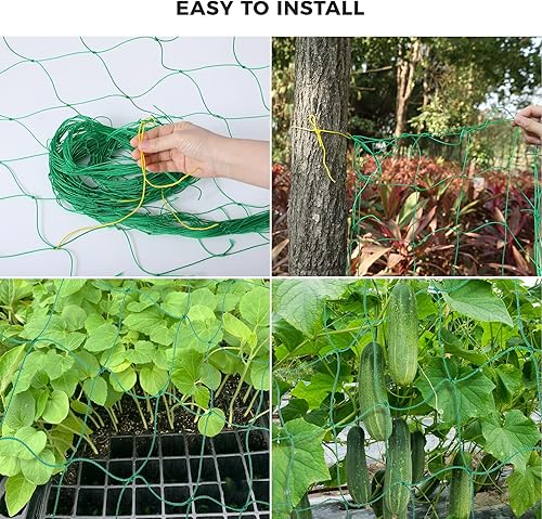 Miniatura 7 de Kikhope Red de enrejado para plantas trepadoras, 2 paquetes de 5.9 x 16.4 pies, red de enrejado de jardín resistente para pepino, vid, tomate,