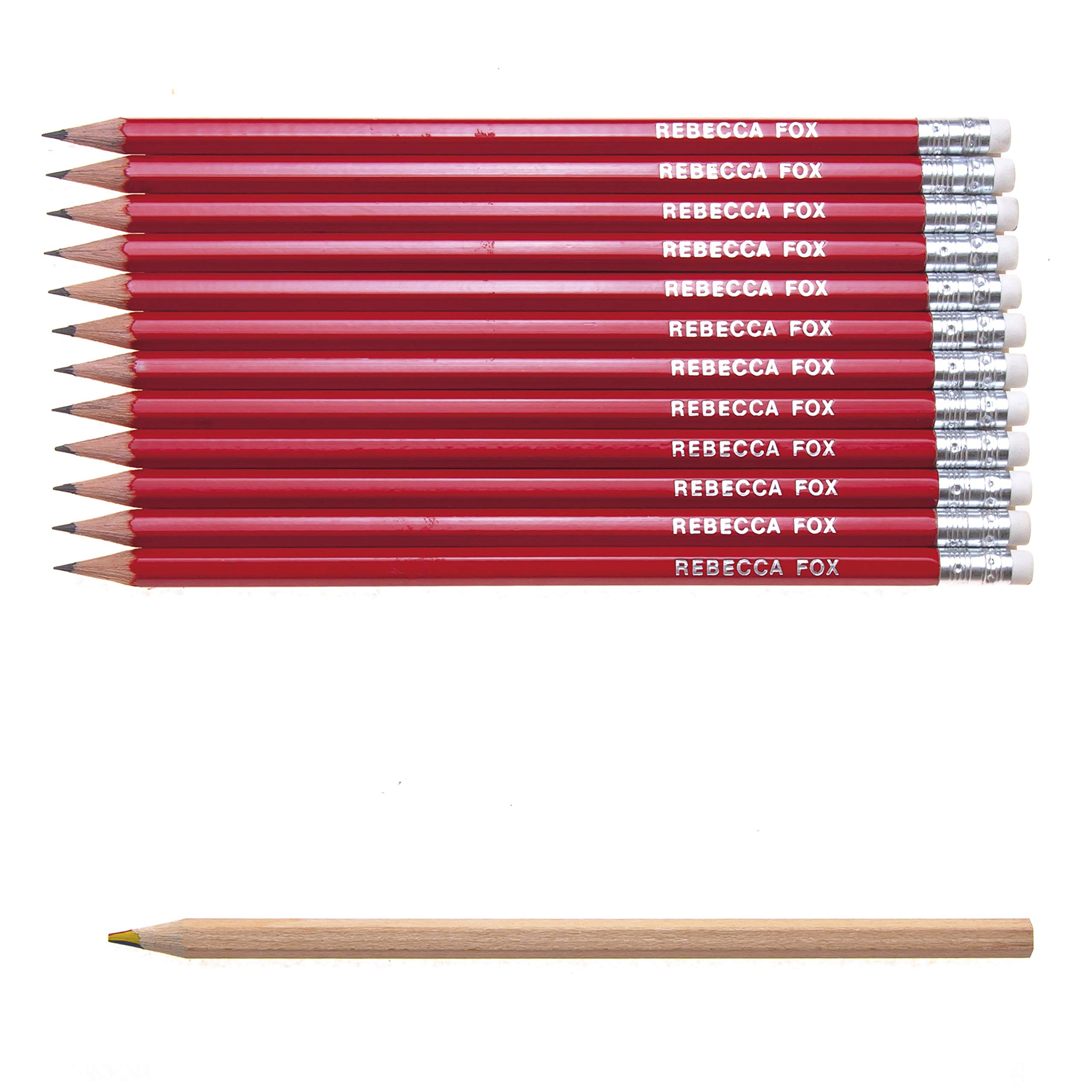 That's My Pencil 12 HB Pencils + 1 Rainbow Pencil - All embossed with Name, Hexagonal Pencils Made in Germany and Printed in the UK (CRIMSON RED)