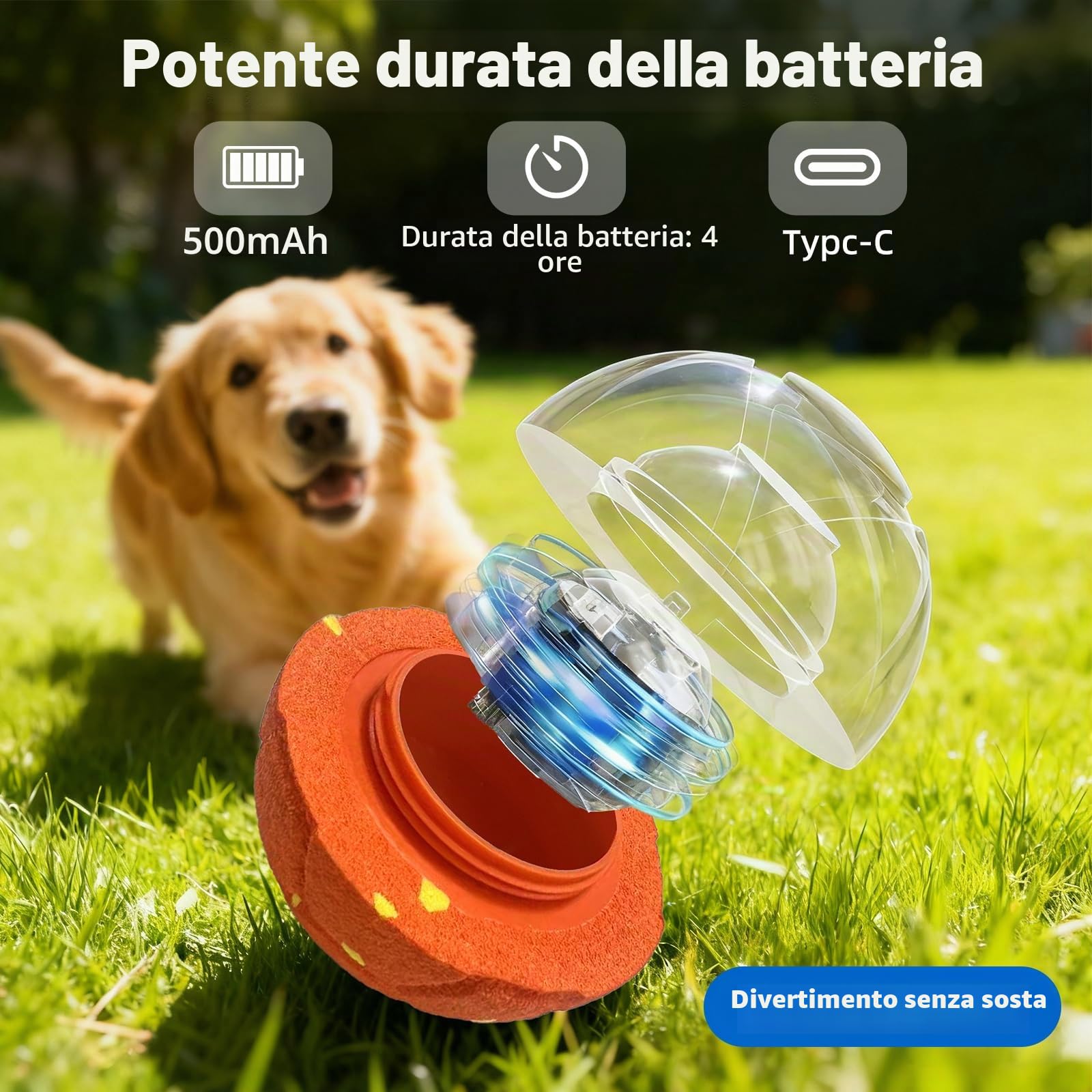Palle per Cani Giocattolo Intelligente Interattivo con 3 Modalità di Gioco Impermeabile,Ricaricabile, per Cuccioli Cani di Taglia Media e Grande Giocattolo Elettrico Indistruttibile