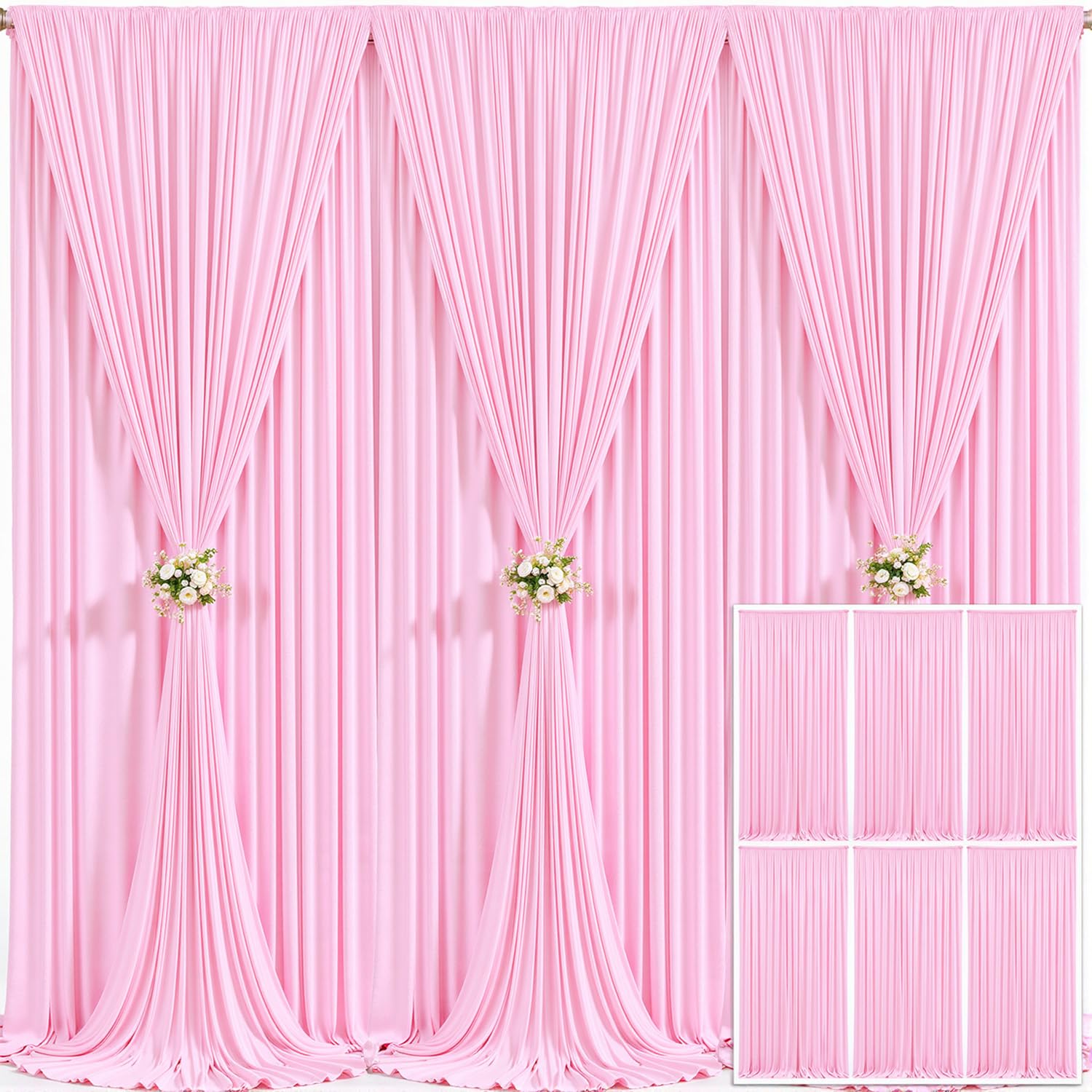 10x10 Champagne Backdrop Curtain for Parties Wedding Baby Shower Wrinkle Free Photo Curtains Backdrop Drapes Fabric Decoration for Bridal Shower 5ft x 10ft,2 Panels — view 106